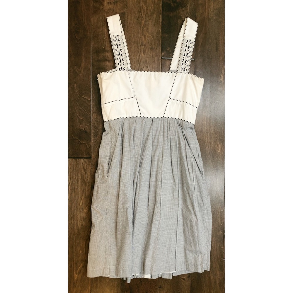 Zac Posen Gingham Plaid Embroidered Cotton Dress SZ 6 - Picture 12 of 16